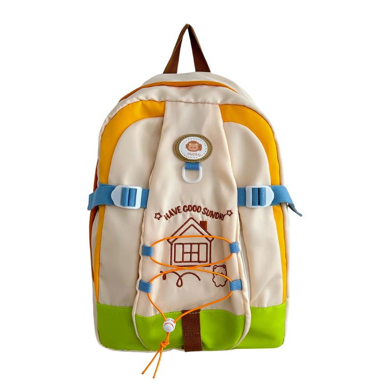 Schoolbag Junior high school student schoolbag female junior high school color contrast large capacity niche Japanese backpack high school student