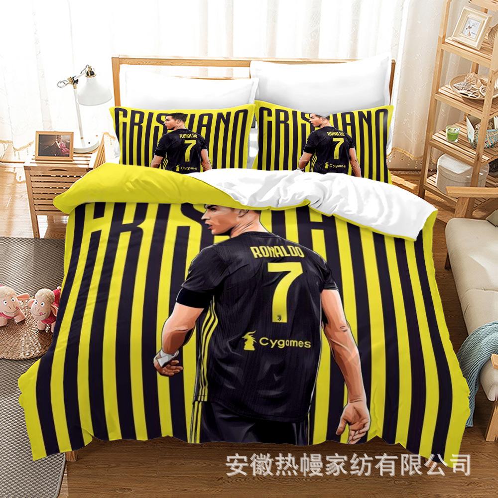 3D Three-Piece Size Football Quilt Cover Quilt Cover Home Textile