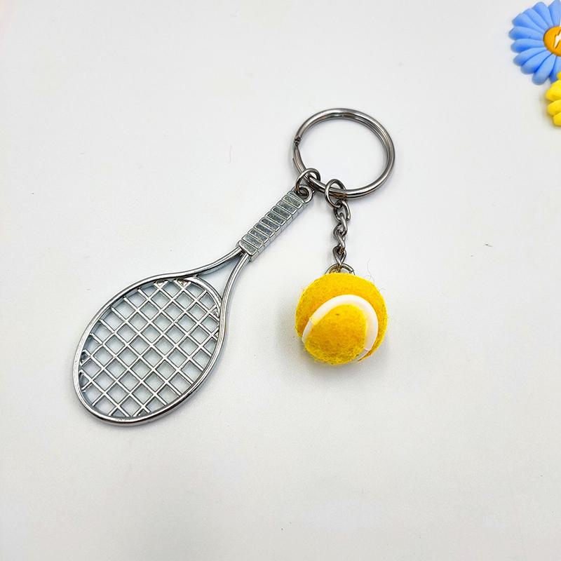 Cute Tennis Racket Keychain 6 Color Mini Pendant Durable Sports Design for Car Keyring Backpack Student Gift Idea