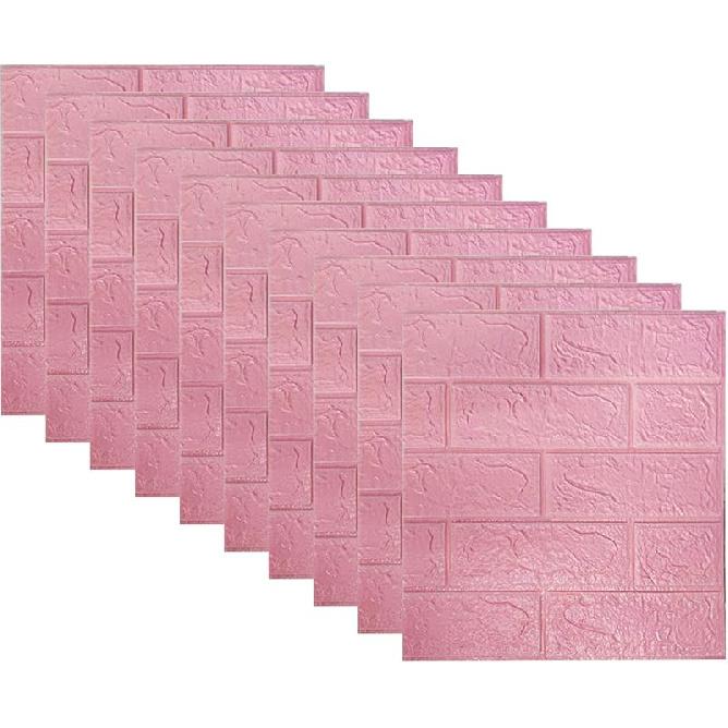 10 Pcs 3D Peel and Stick Foam Wall Panel Stickers, 14 Sq Feet Self Adhesive Faux Stone Decorative Brick Wallpaper Tiles for Home Decor
