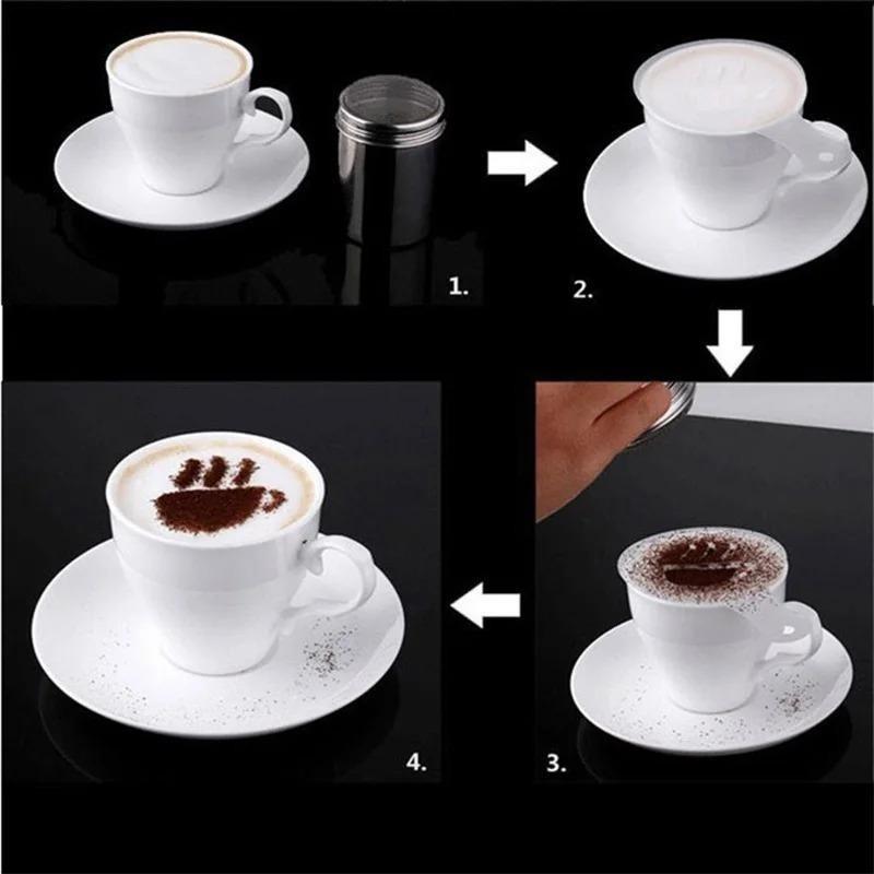 16Pcs Coffee Stencils Set Barista Cappuccino Art Templates Latte Foam Decor Tools Plastic Cake Decorating Kitchen Home Use