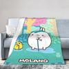 Molang Funny Cartoon Blanket  Soft Warm Funny Plush Throw Blanket For Girls Boys Bedroom Flannel Bedspread Bed Cover