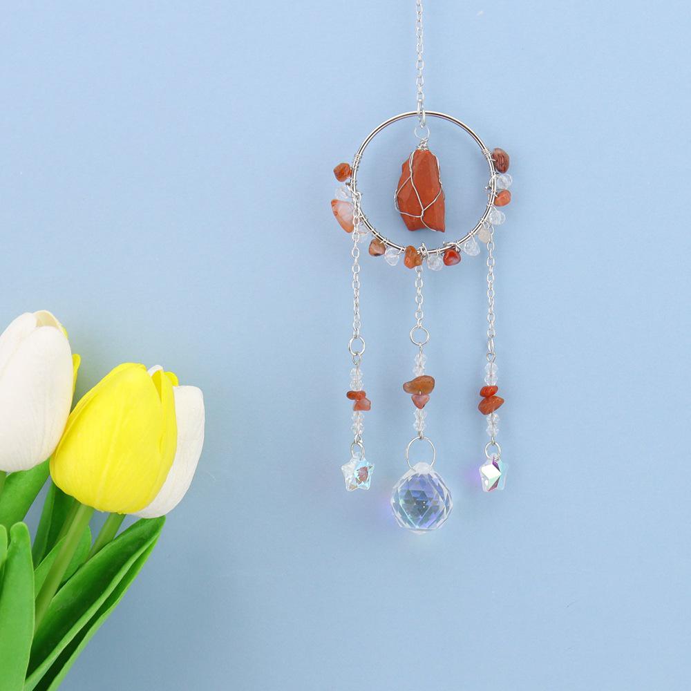 Natural Crystal Suncatcher Rainbow Wind Chime Pendant - Home Decoration