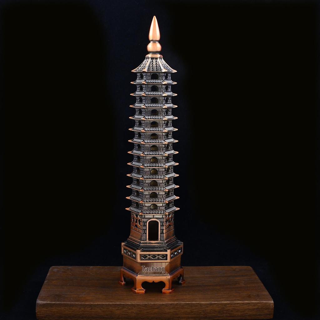Brass Nine-Story Wenchang Tower Office Decoration Ornament