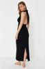 Women's Style Dress Black Maxi Woven Backless Linen Blend Beach Dress