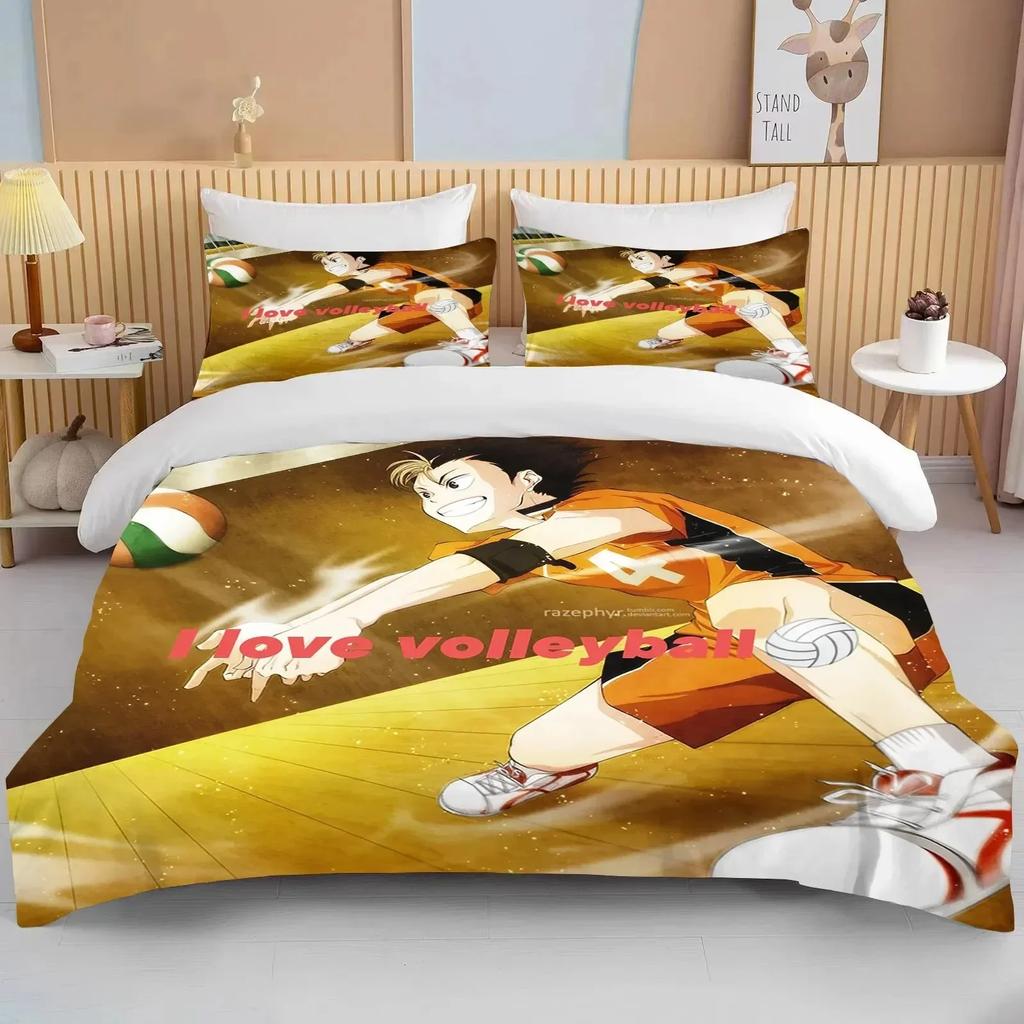 New 3d Haikyuu Bedding Sets Cartoon Quilt Bed Cover Anime Duvet Cover Pillow Case Sets Adult Children Bedding Sets Home Textiles
