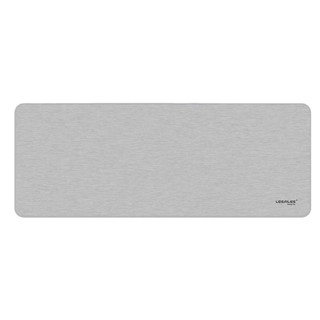 LESAILES Gray Striped Gaming Mouse Pad, Large Size with Locked Edges, Thickened Office Computer Keyboard Desk Pad, Gray And White Color, 800*300*3mm