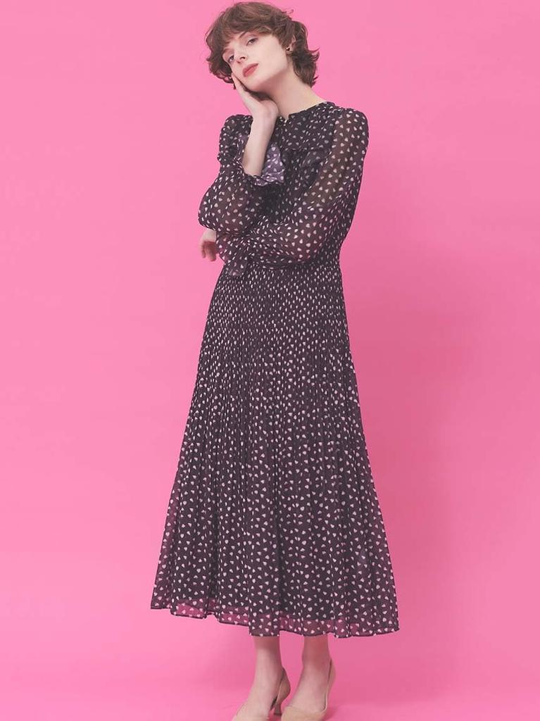 HM Collaboration Heart Motif Print Dress CWFO251110BLK36