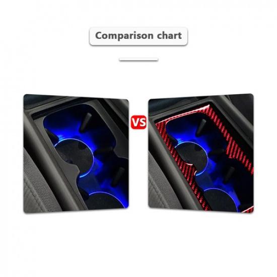 For Honda Civic 8th 2006-2011 Red Carbon Fiber Water Cup Holder Cover Trim