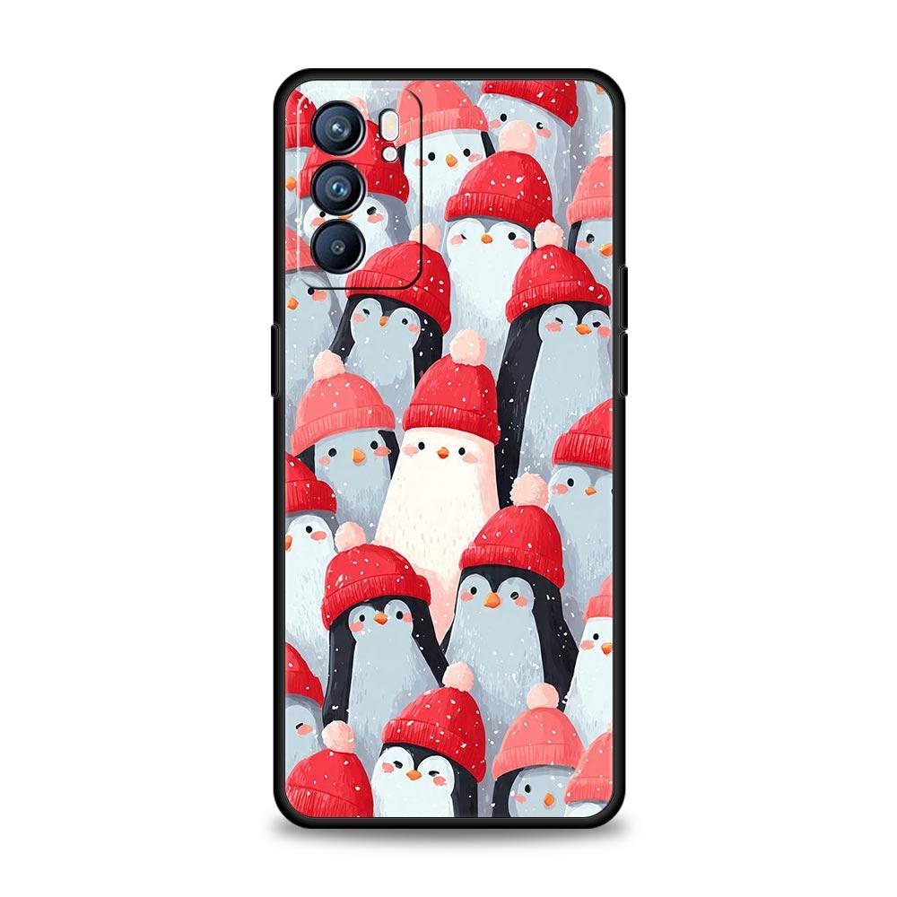 Penguin Kawaii Cute Phone Case For Oppo A54 A53 A52 A15 A95 A16 A78 A79 A80 A98 4G Find X5 X6 Reno10 12 13 F Pro 5G Cover