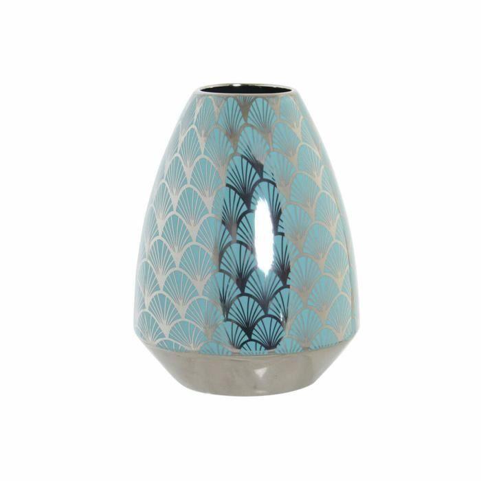 Vase Décoratif - Design Oriental - Turquoise - 24 Cm - Porcelaine
