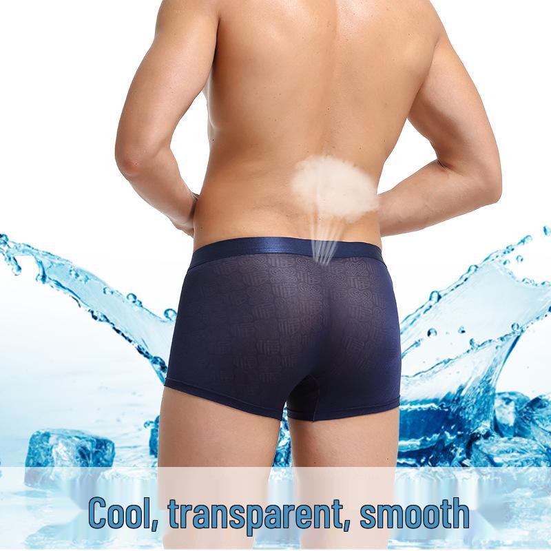 Men's Fu Character Jacquard Nylon Breathable Boxer Briefs with U-Pouch