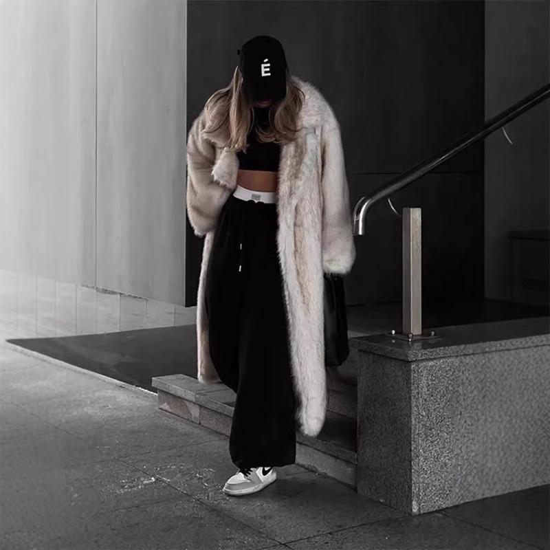 New imitation fur jacket women's loose suit collar extended fox fur coat street style environmentally friendly fur