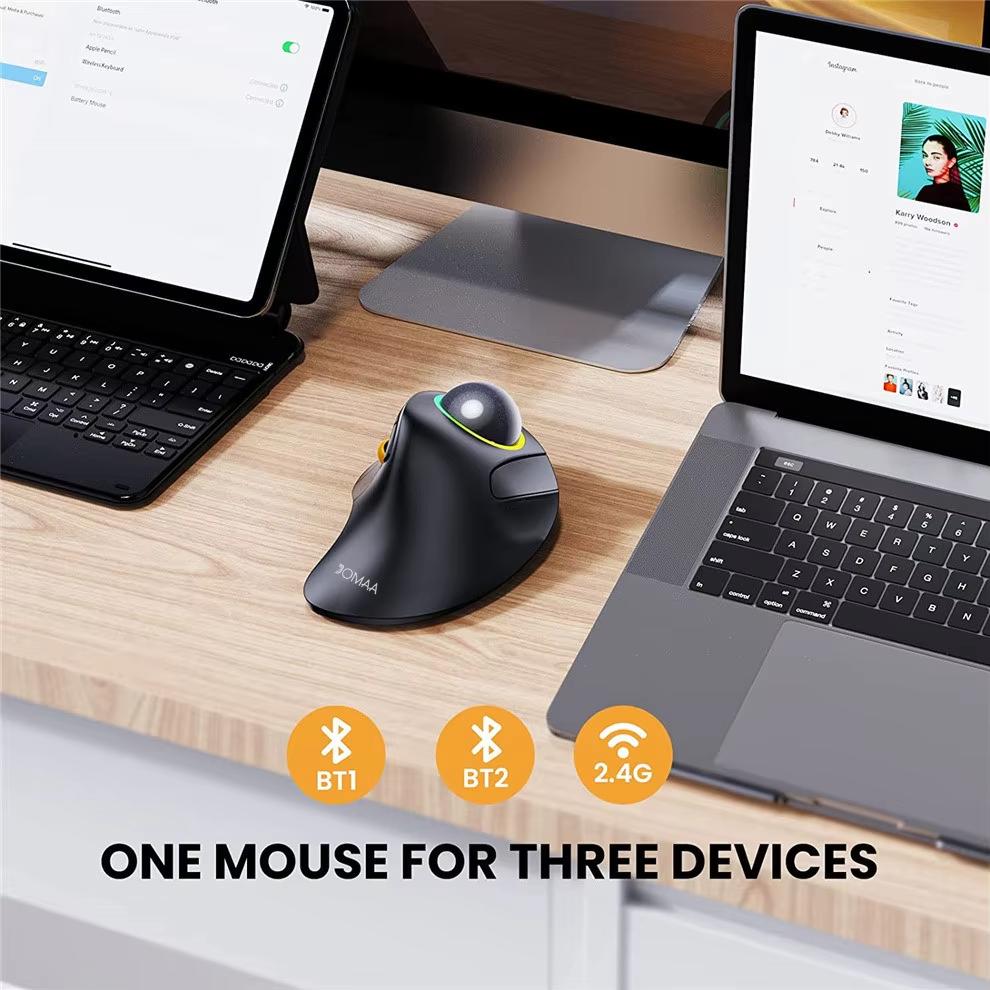 Trackball Mouse JOMAA RGB Ergonomic Bluetooth Mouse
