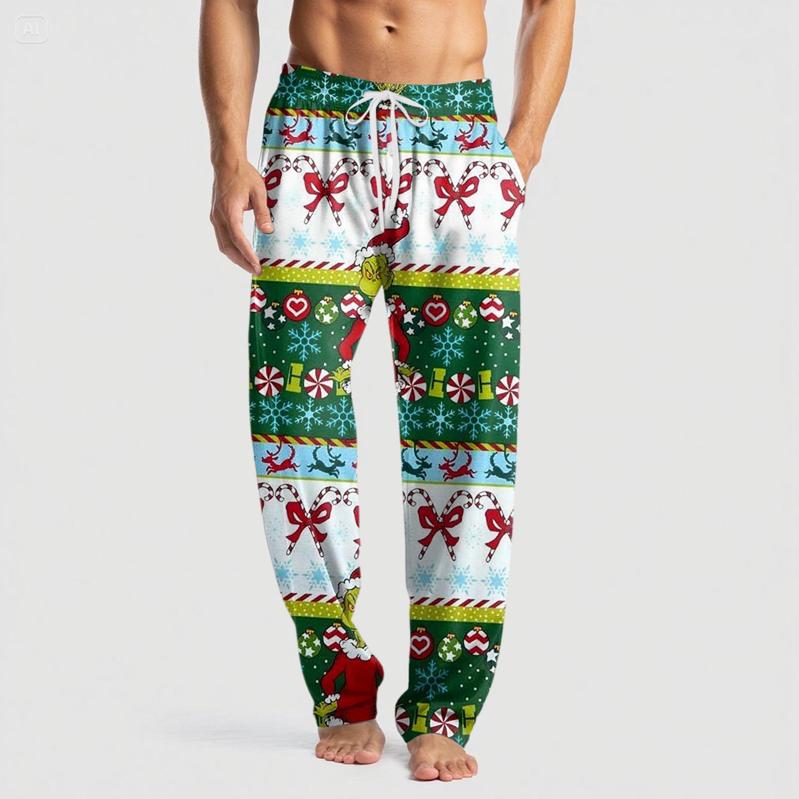 

Мужские вязаные модные брюки с принтом, карманами, повседневные, пижамные XXXL