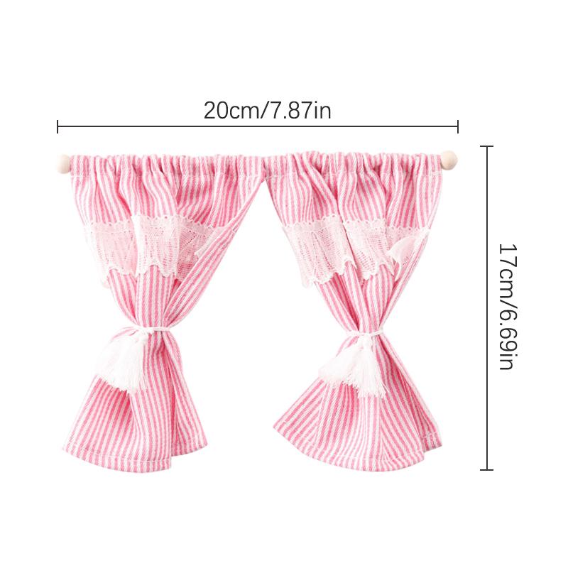 

1/12 Кукольный домик Полосатая кружевная занавеска Дверная занавеска Кукольный дом Мебель Украшение Кукольный домик Декор Гостиной Аксессуары 20*17cm розовый