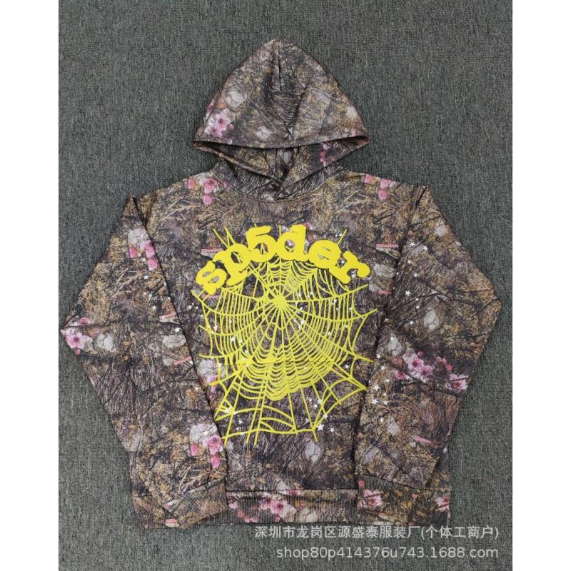 Sp1der Rapper YoungThug Same Foam Letter 555555 Couple Hoodie Pink Sweatshirt