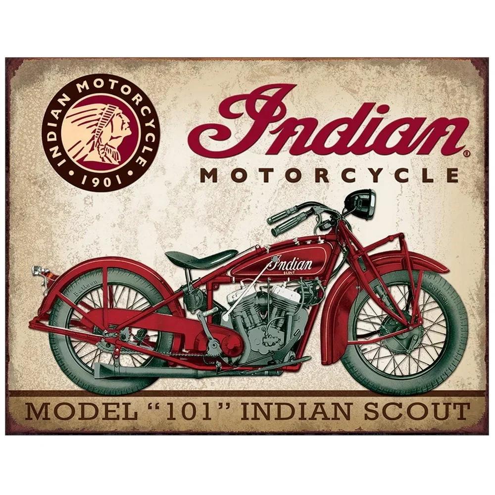 Metallblechschilder Indian Motorcycles Scout Gegr. 1901 Dekoration Eisen Farbe G Metall Dekorative Wandkunst Vintage Schilder Garage Club Bar