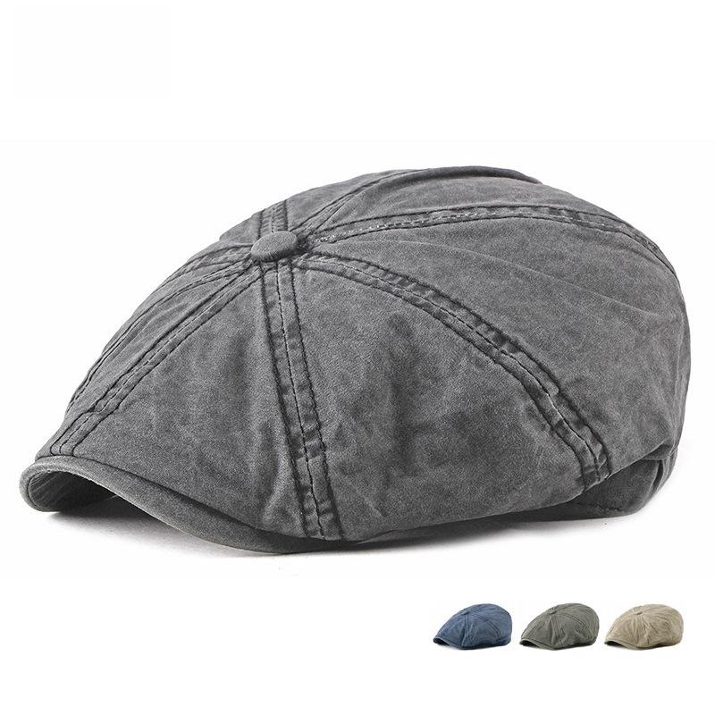 Unisex Vintage Cotton Duckbill Cap: Spring, Autumn & Winter Retro Solid Beret