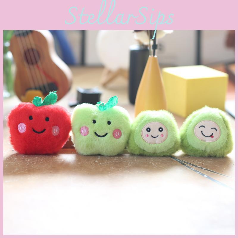 Fruit Plush Keychain Bag Charm Smiling Avocado Apple Pp Cotton Super Soft Stuffed Toy Gift For Kids