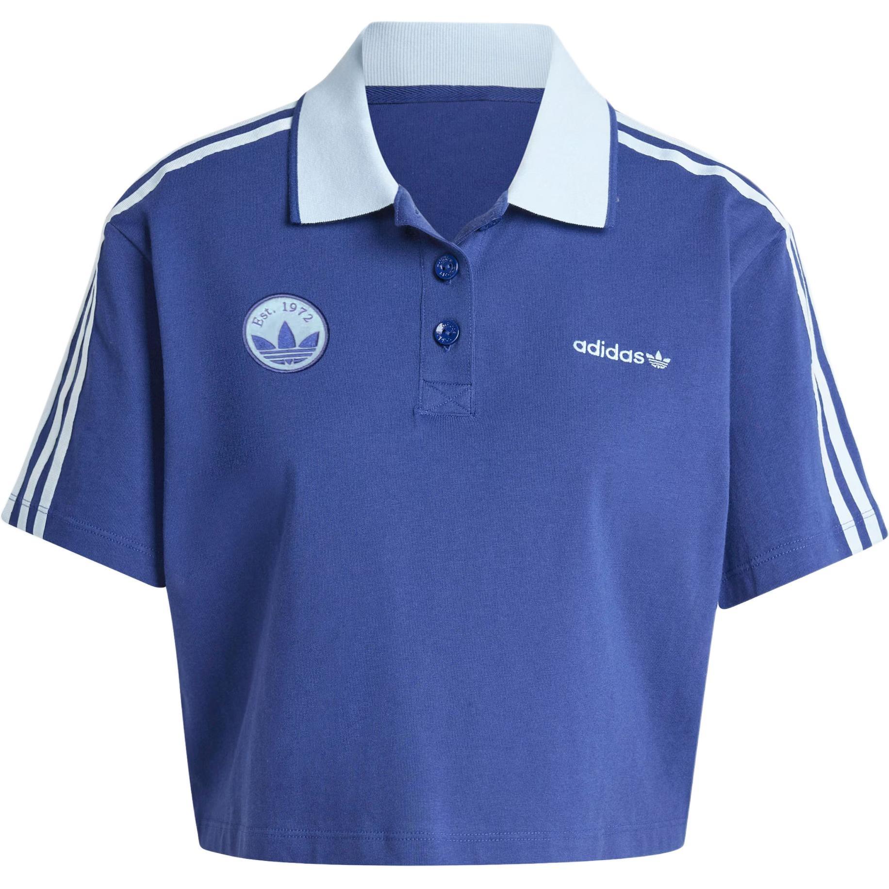 (WMNS) adidas Loose Crop Polo Shirt Asia Sizing  Blue  Women s IX3543 XL