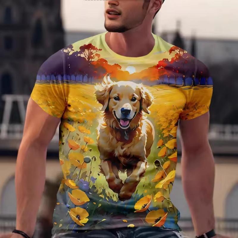 Street Trend Funny Men's Clothing Casual T-shirt 3D Printing Creative Graphic Short Sleeved Loose Round Neck Top Men