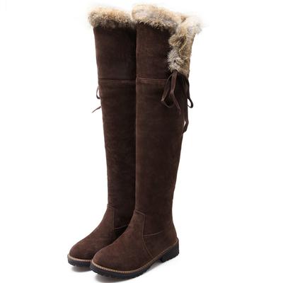 Heiß Warme Schneestiefel Damen 2024 Winterschuhe Wildleder Überknie Hohe Stiefel Damen Mode Lässig Fell Plüsch Lange Schuhe Weiblich