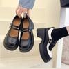 Korean Version Thick Heel Thick Heel Elevated Increase Womens Shoes 2024 New All-match Mary Jane Small Leather Shoes Summertime