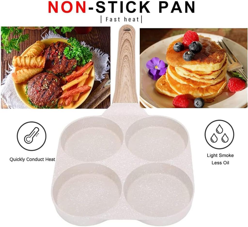 GIYOCA Egg Pan Omelette Pan, Divided Nonstick Grill Pan, Pancake Pan and Healthy Egg CookerSuitable, White Granite