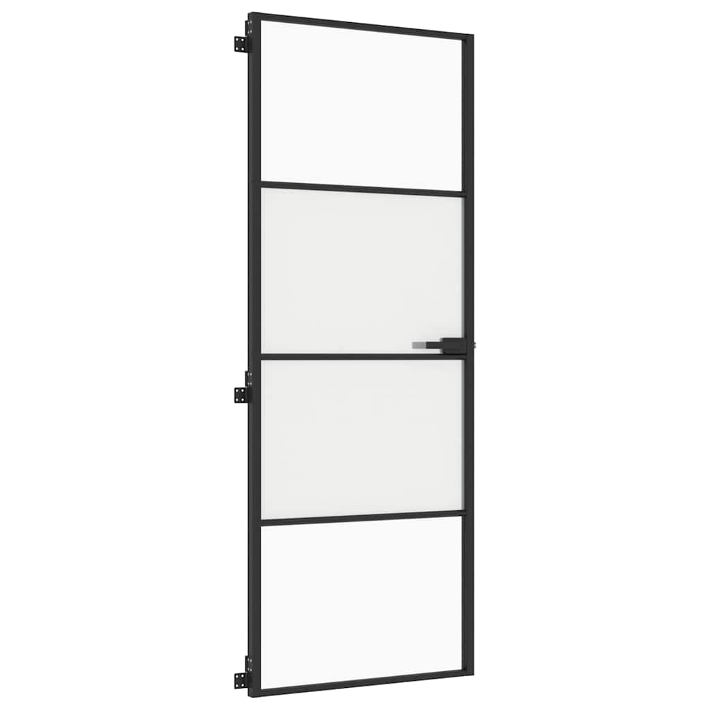 Vidaxl Drzwi Wewnętrzne, Czarne, 76X201,5 Cm, Szkło I Aluminium