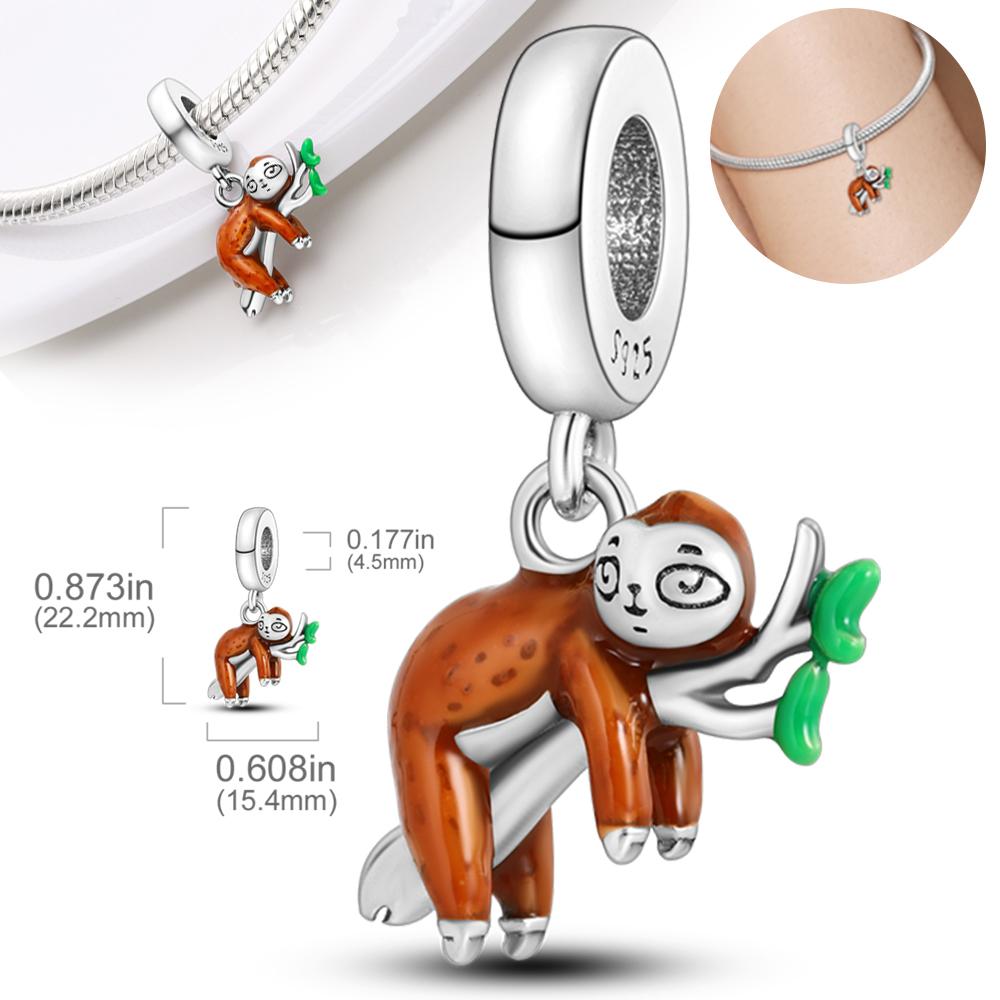 

Original Charms Copper Sloth Green Leaf Animal Pendants Fit Charms Plata Bracelets For Women Women Jewelry Making Diy