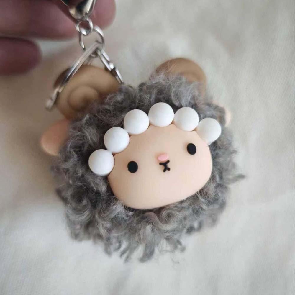 Mini Size Fluffy Lamb Keychain Pastel Colors Cute Bag Charm Animal Hanging Ornament Claw Machine