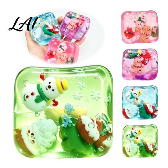 Portable Hand Exercisers for Office Christmas Stress Relief Toy with Internal Dolls Transparent Soft Maltose Fidget Toys Adults Desk Cube Sensory