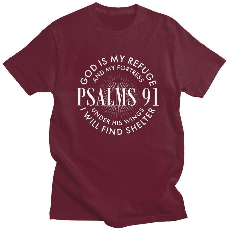 God Is My Refuge And My Fortress Psalms 91 T Shirt for Unisex Pure Cotton Tshirt Short Sleeve Tee Shirt Loose Fit Clothing Gift