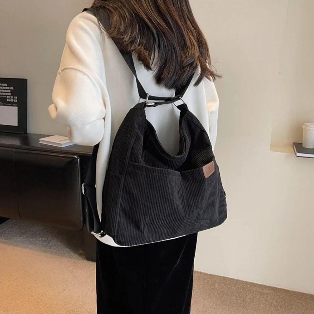 Korean Style Corduroy Tote Bag Elegan Crossbody Bag Casual Multifunctional Shoulder Bag Travel