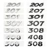 Pour 206 207 208 301 308 307 408 508 Badges Lettres Chrome Noir 3D Accessoires Autocollant d'Aile de Voiture Coffre Arrière en ABS