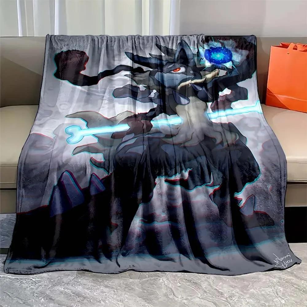 Japanese Anime Pokemon Mega Lucario Flannel Fluffy Soft Blanket Figures Home Sofa Break Blanket Children Blanket Nap Cover Kid