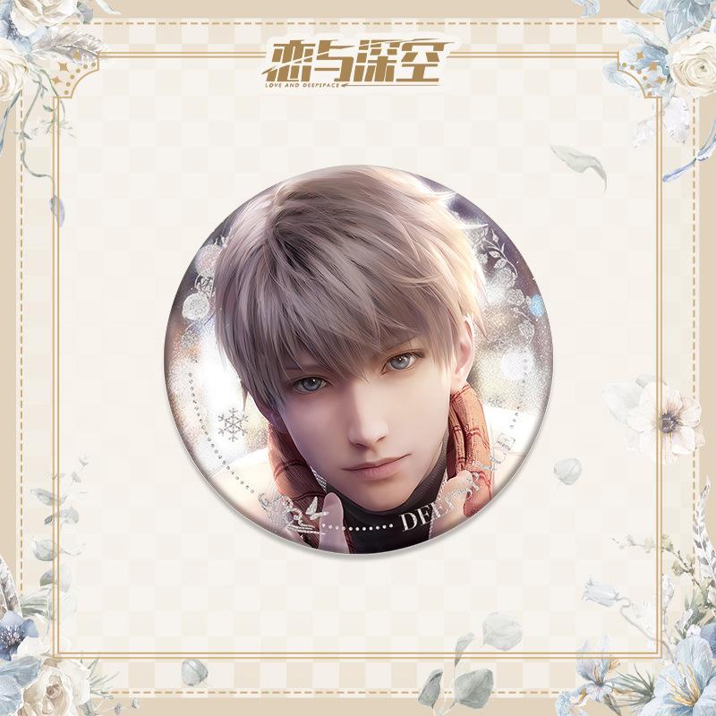 Love and Deepspace Sylus Xavier Zayne Rafayel 75MM Anime Cosplay Shiny Colorful Badge Brooch Pin Game Fans Collection Deco Gift