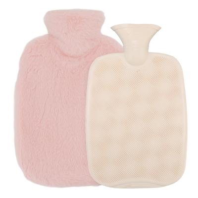 Hot Water Bottle 2L Detachable Plush Cover Safe PVC Anti Slip Threaded Stopper Hot Water Sack for Bedroom Office Travel