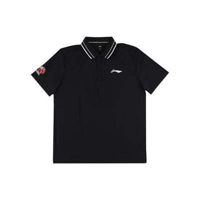 Li Ning CBA Series Solid Color Basketball Referee Coach Short Sleeve Polo Shirt Men Polo Shirts Black APLT341-1