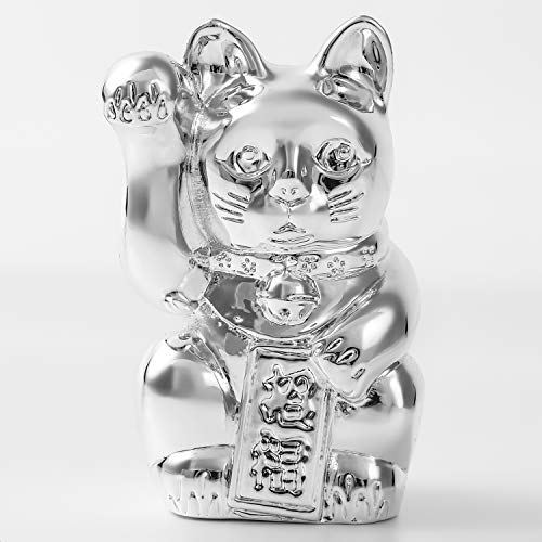 Манеки-неко оригинального дизайна Usaya (Lucky Cat) в Золоте или Платине. Тяжеловес. (платиновый)