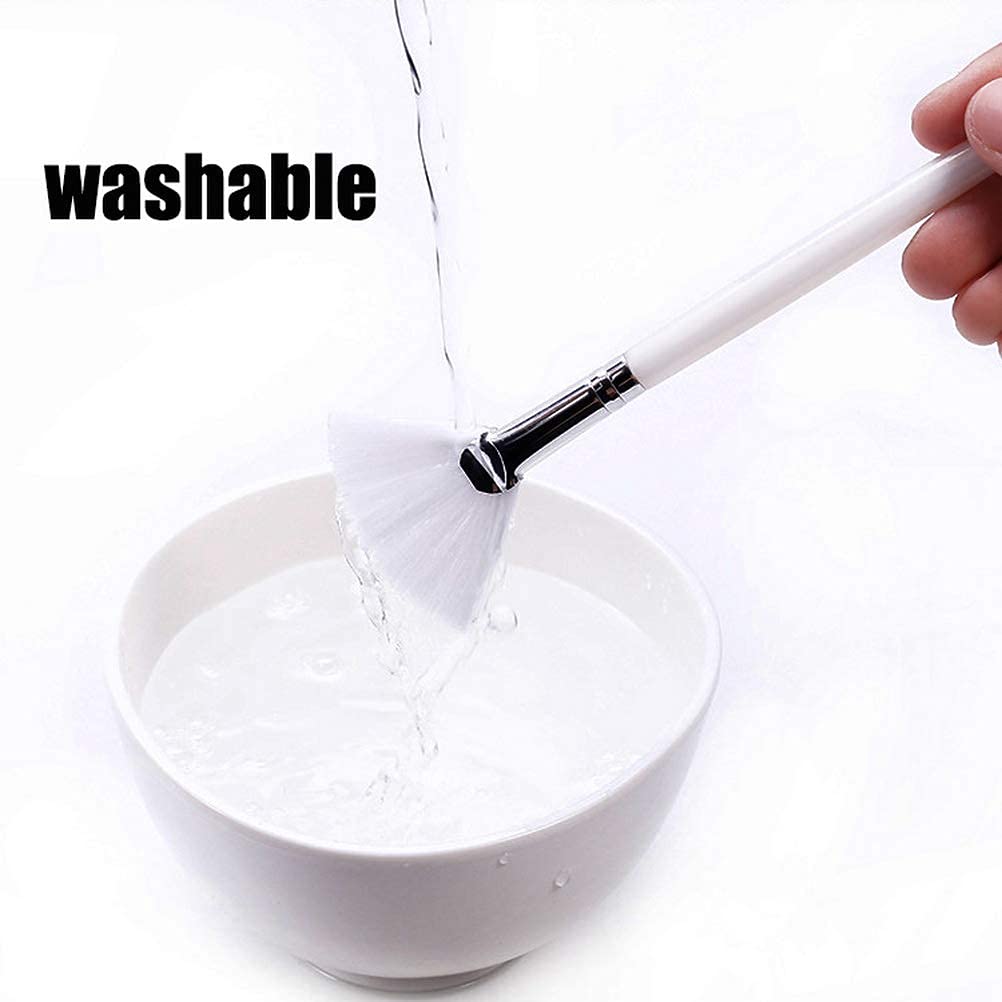 Professional Face Mask Brush Set, White and Orange Fan Applicators, Synthetic Bristles, 12.5cm Length, 4 Pack