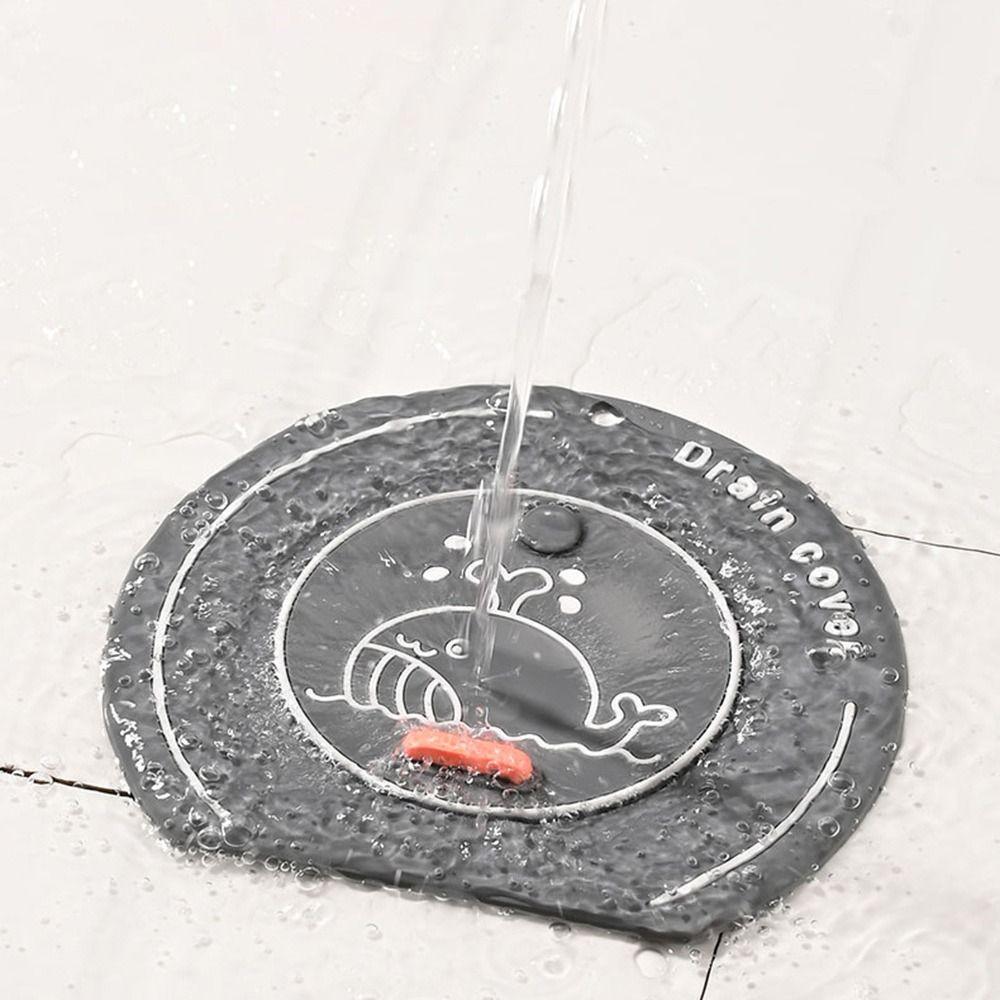 Cartoon Whale Floor Drain Cover Anti-odor Kitchen Sink Seal Mat  for Kitchen Toilet