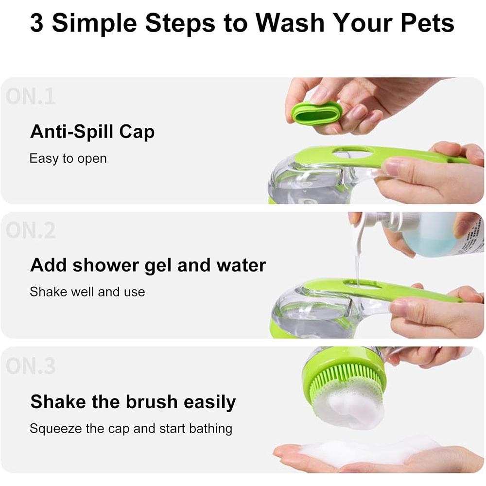 2-In-1 Dog Shampoo Brushs  Silicone Dog Bath Brushes  Pet Baths Brush for Dogs  Dogs Washing Brushs with Soap Dispenser  Pets Shower Cleaning Brushes