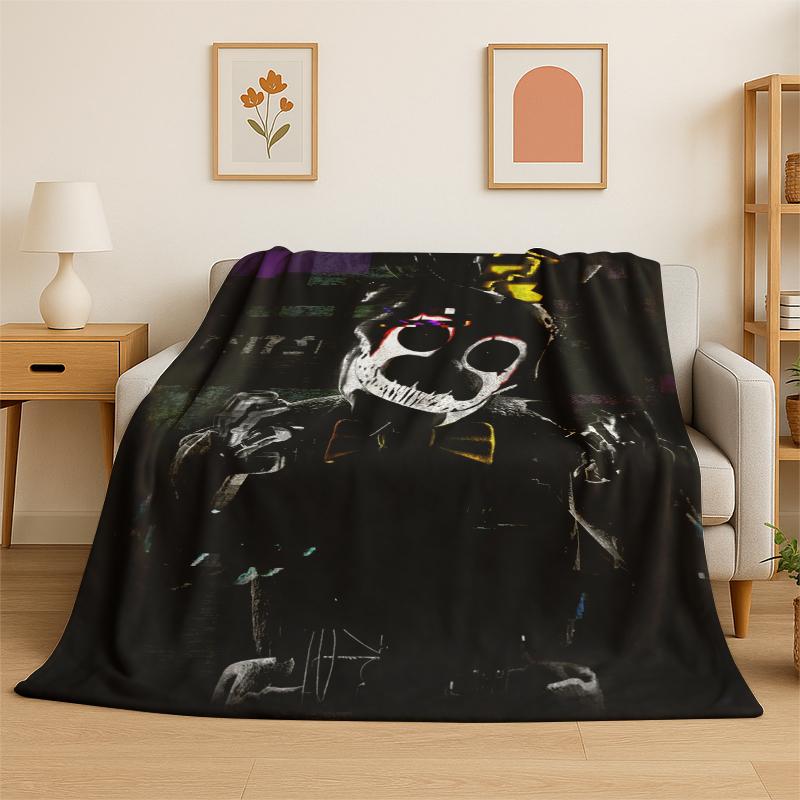 Classic FFNAF Horror Game Freddy Flannel Blanket Soft Warm Throw Blanket for Bedroom Living Room Bed Travel Camping Picnic