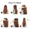Cabello Liso 5 Clips Extensión de Cabello de Una Pieza Sintético Color Negro Marrón Postizos para Mujer para Uso Diario
