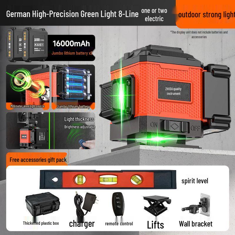 High Precision 12-Line Outdoor Auto-Leveling Green Laser Level with Strong Infrared Light
