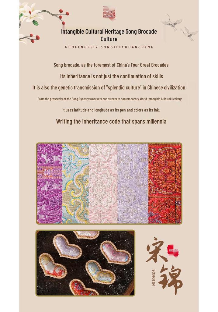 Chinese Song Brocade Hair Clip and Tie Set - Intangible Cultural Heritage Gift for Mother's Day or Salons