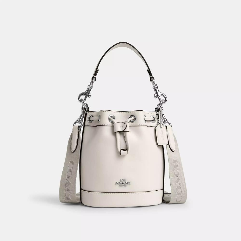 

Мини-сумка-ведро Coach, серебристый мел