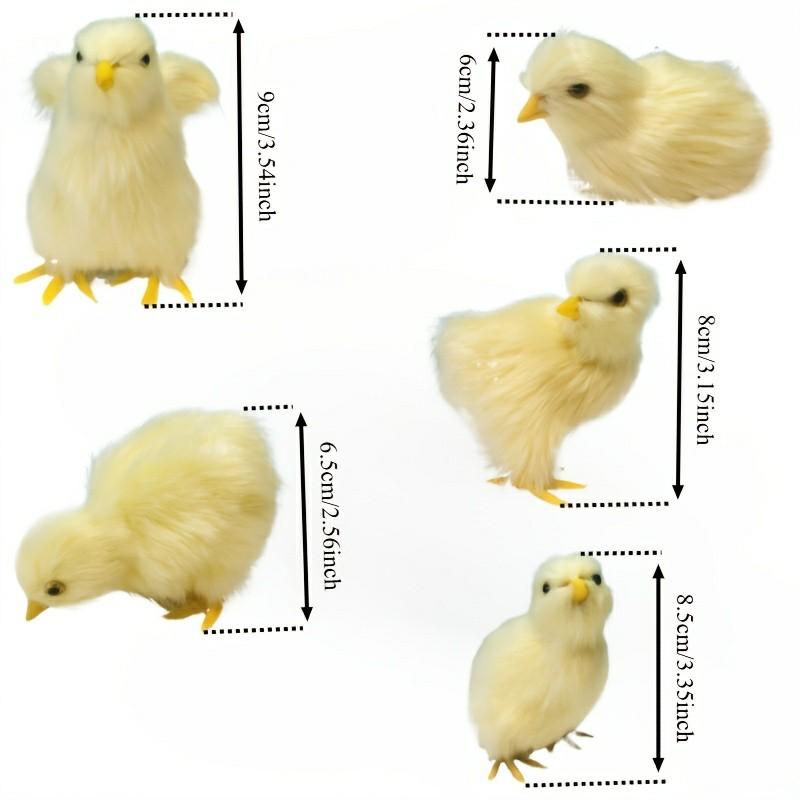 

5pcs Patio Chicken Sculpture Realistic Plush Chicken Figurine Easter Decorations Patio Garden Decor Miniature Garden Ornaments жёлтый